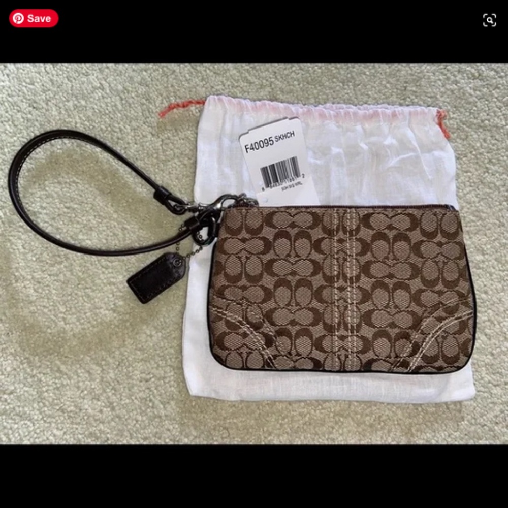 Coach Brown "Signature C" Cloth Wristlet